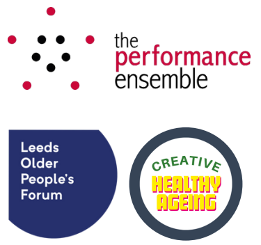 Logos for The Performance Ensemble, LOPF and Creative Healthy Ageing